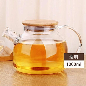 In Stock Stove Top Tea Pot With Healthy Bamboo Lid Durable Glass Kettle For Home