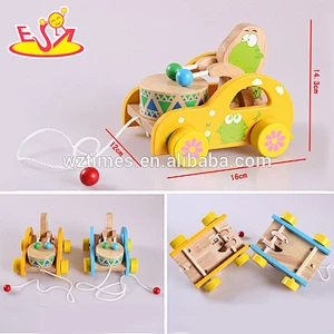 Venta al por mayor niños calientes de madera de juguete de empuje animal más popular niños de madera de juguete de empuje animal W05B135B