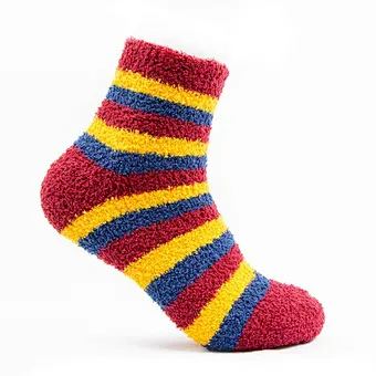 100% polyester colorful stripes women fluffy socks warm winter coral fleece socks