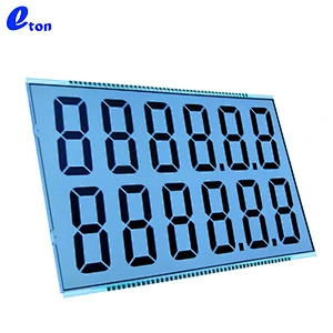 2 Row of 6 Digits 12digits 7 segment HTN Blue positive LCD display with White LED