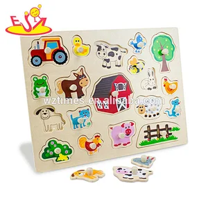 2018 Wholesale new wood material educational knob puzzles 3d wood puzzles for baby W14M145
