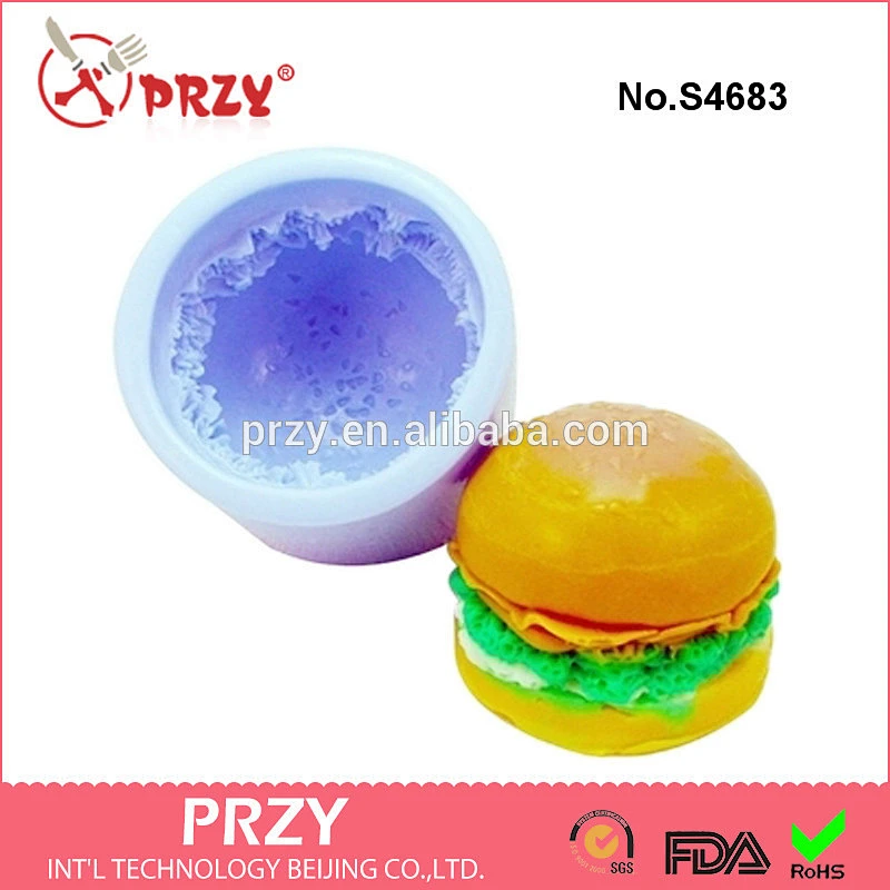 S4683 Stereo hamburger silicone candle molds Handmade soap mold food