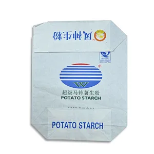 Custom 25kg white kraft paper bag for raw powder, flour packing