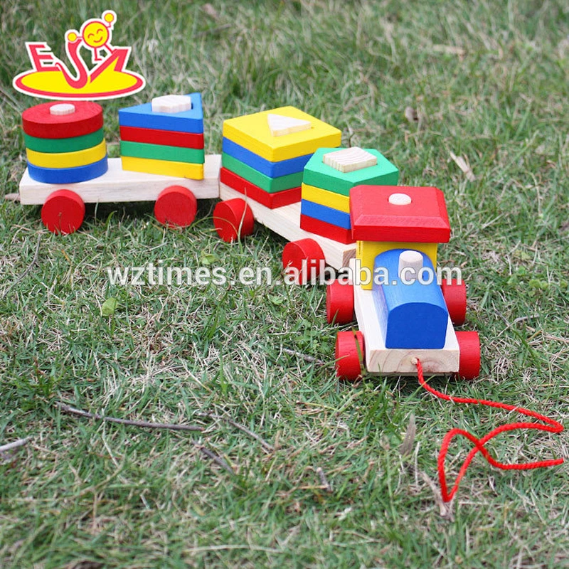 wholesale high quality children wooden pull car toy cheap baby wooden pull car toy W05C034