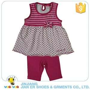 Summer sleeveless cute style 2 pieces baby girls bodysuit clothing sets