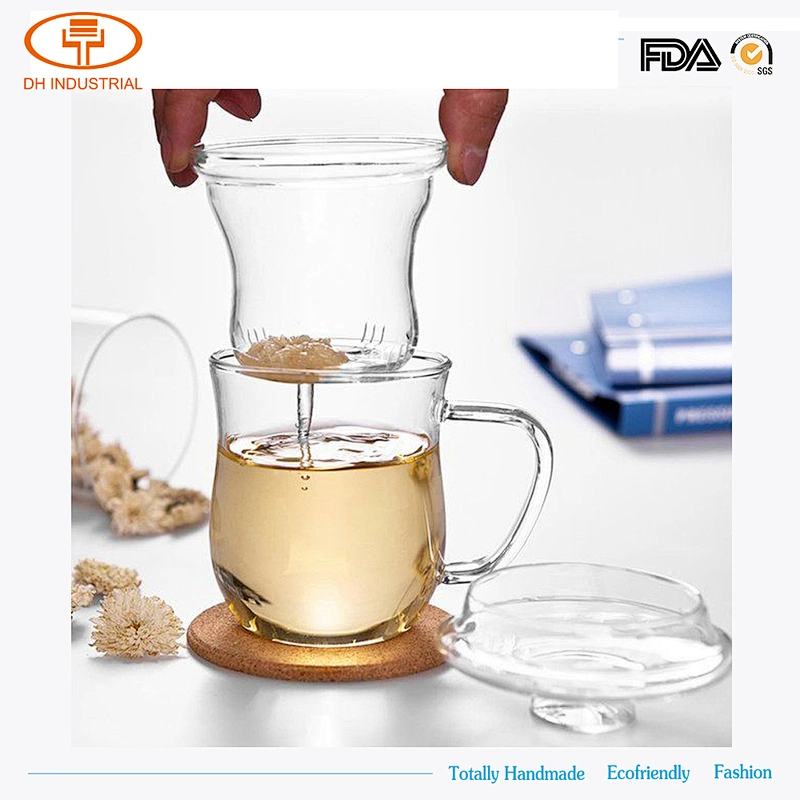 Eco-friendly good quality borosilicate glass tea cup flower tea cups with filter for wedding