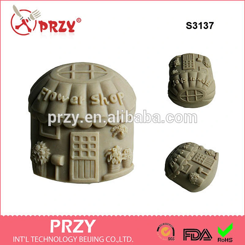 S3137 Flower Shop Silicone Soap Mold flower house shape silicone mold