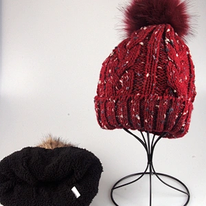 Red Colorful Customized Factory Price Funny Knit Winter Hat Pom Pom Hats