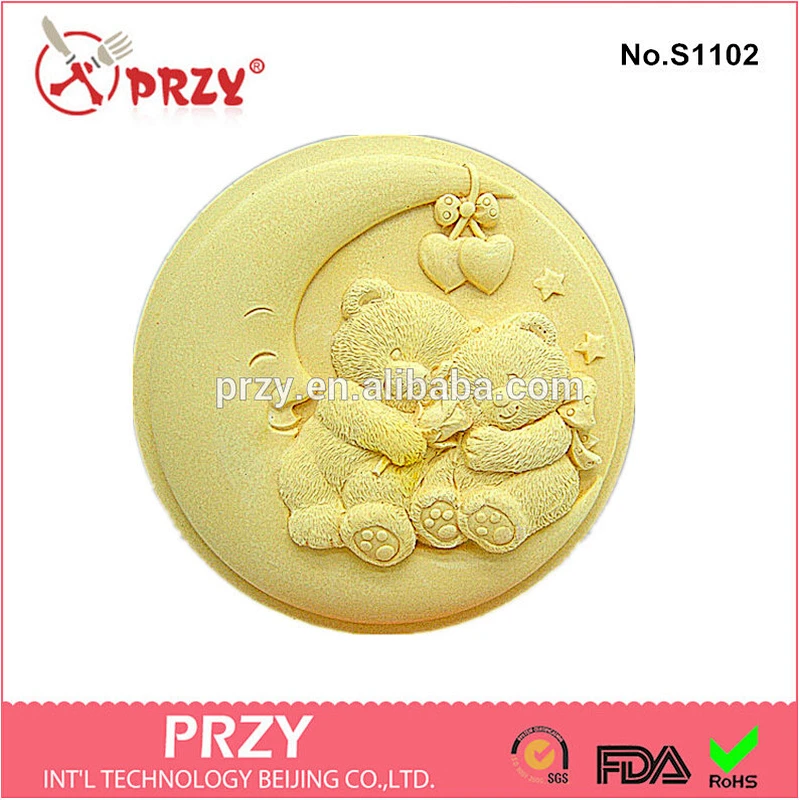 2D Silicone Soap mold/Nighty Night Teddy Bears soap mold