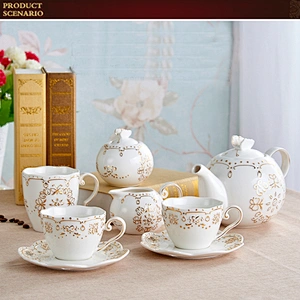 Luxury Porcelain Ware for Wedding High Quality Ceramic Tea Pot Set New Design Coffee Cup and Saucer Set