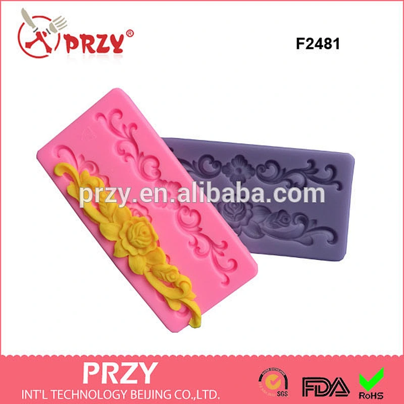 F2481 high flexibility flower food grade silicone mold for fondant cake