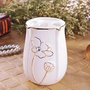 China Supplier in-stock Toothbrush and Gargle Cup Home Porcelain Toilet Set Fashion 5pcs Ceramic Bathroom Set