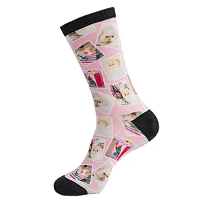 custom 3D logo digital printed photo print socks printing
