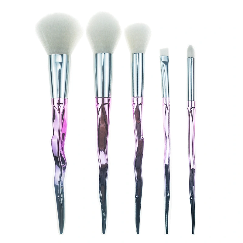 2018 Trending 5pcs Makeup Brush Sets With Synthetic Hair And Curve Design Handle