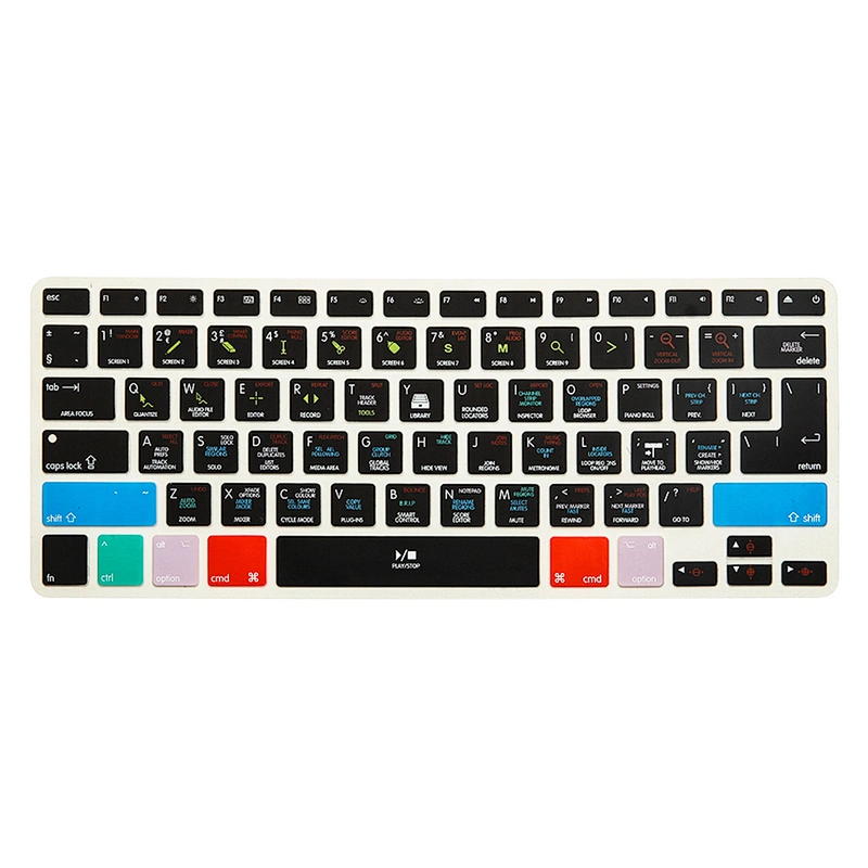 Unique Waterproof Logic Pro X Shortcut Functioncustom silicone Keyboard Cover for Macbook Pro 13 logic Keyboard A1278