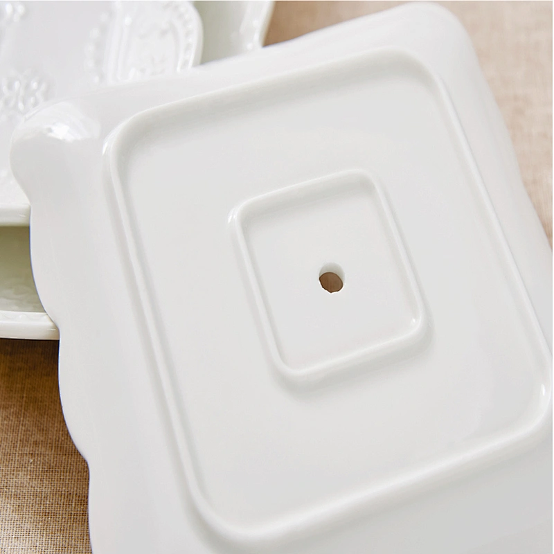 Square Dessert Plate Customized Table Decoration Ceramic Dishes European Pottery Fruit Plate Cake Table Buffet Display Rack