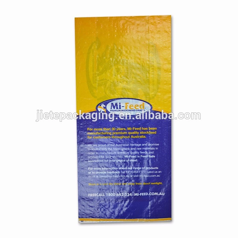 Hot stamping colored surface and plastic ldpe material liner inside pp woven bags packing feedstuff, grain seed 50kg 25kg