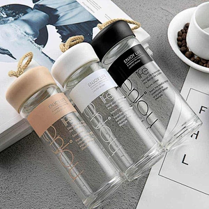 Reusable Custom High Borosilicate Glass Resistant High Temperature Water Bottle Easy to Take for Business