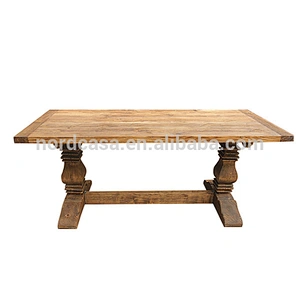 French country antique rustic recycled elm wooden table handcrafted wholesale dining table