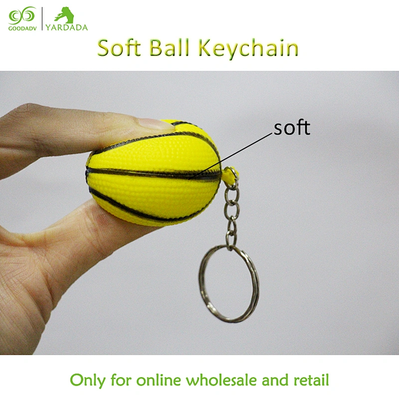 40mm diameter elastic ball children's toys, color PU basketball key chain, wallet pendant car pendant promotional gifts in stock