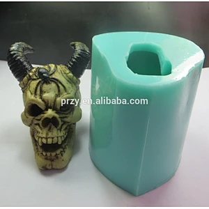 QT0002 3d Sheep Shofar skull with a spider on head silicone molds for concrete Halloween handmade soap mold PRZY