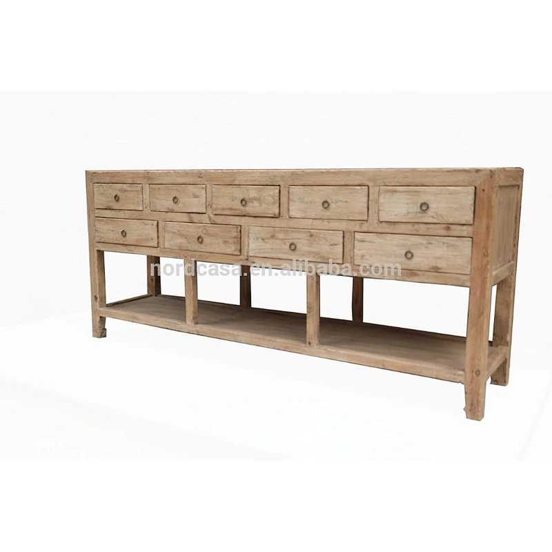 Natural wood nine drawer antique cabinet old table chinese antique furniture Beijing of antique furniture buffet cabinet