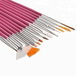 Custom Logo 15pcs Wooden Handle Artist Paint Acrylic Nail Art Polish Brush Set