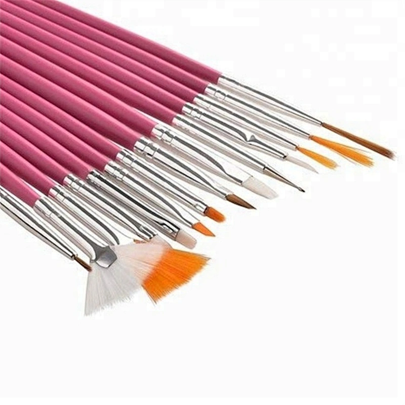 Custom Logo 15pcs Wooden Handle Artist Paint Acrylic Nail Art Polish Brush Set