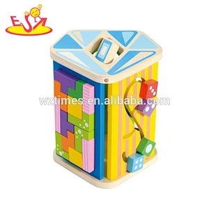 Buntes Puzzlespiel des Großhandels und hölzernes Multifunktionsspielzeug der Blöcke für Unterhaltung W12D092 des Babys