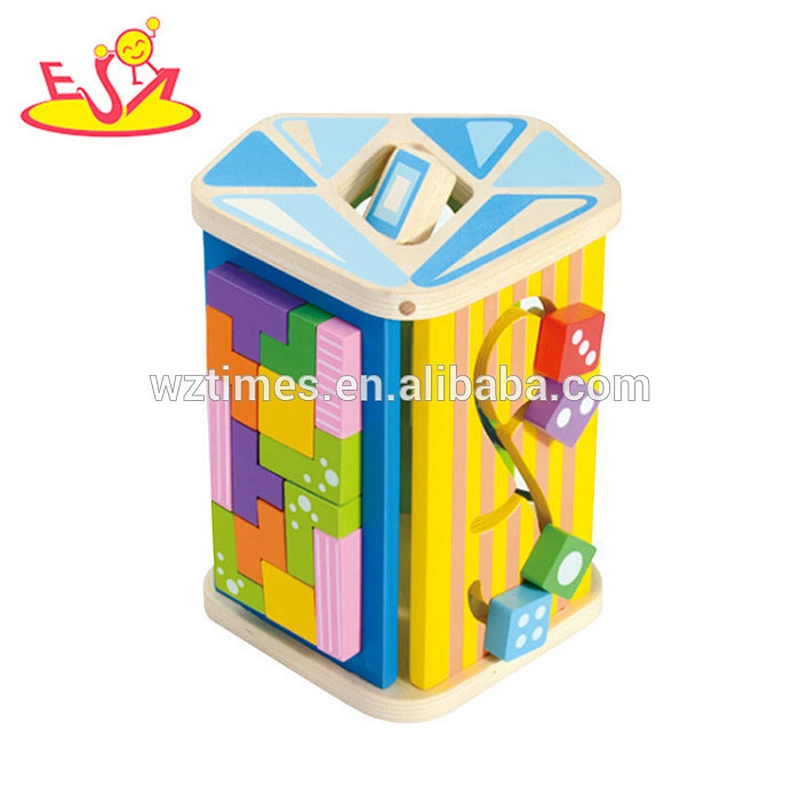 Buntes Puzzlespiel des Großhandels und hölzernes Multifunktionsspielzeug der Blöcke für Unterhaltung W12D092 des Babys