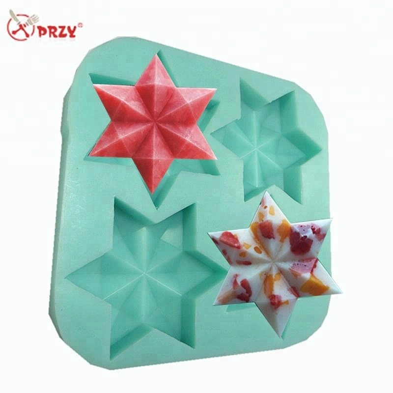 Star shaped Soap mold 4cavities Ice Cream mould Cake baking silicone molds