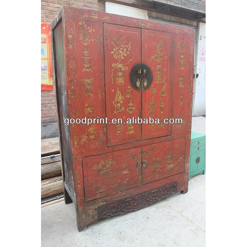 Chinese antique hand painted wedding wardrobe