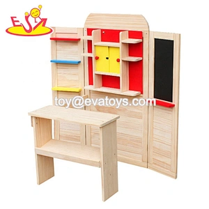 2019 New design pretend play wooden supermarket toy set for kids W10A096