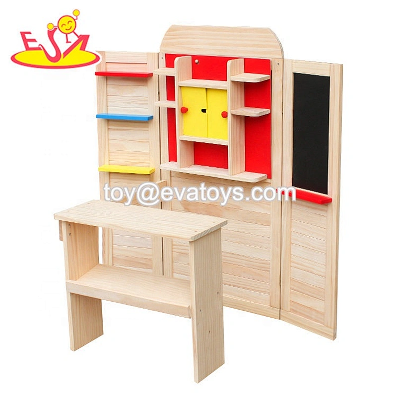 2019 New design pretend play wooden supermarket toy set for kids W10A096