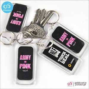 Guangzhou custom acrylic key charm clear plastic key holder printed acrylic keychain