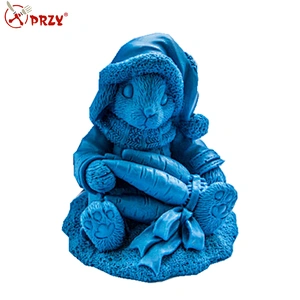Sitting rabbit holding a radish 3D silicone molds for soap making