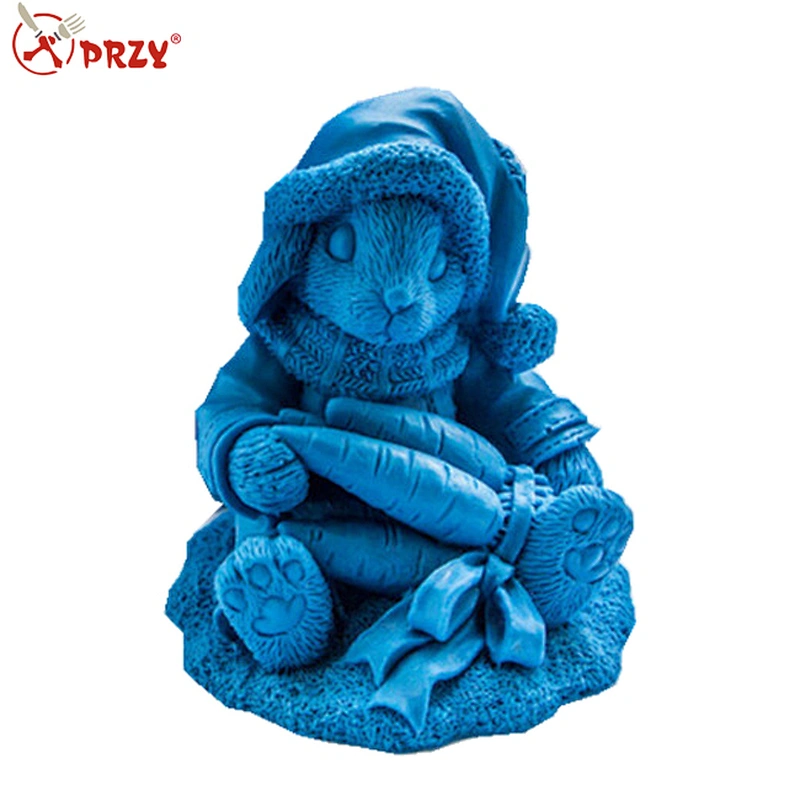 Sitting rabbit holding a radish 3D silicone molds for soap making