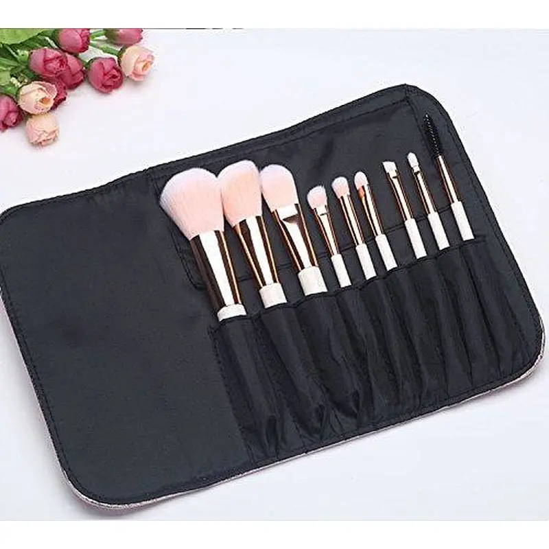 9pcs Professional Synthetic Hair Kabuki Makeup Brush Set with Case