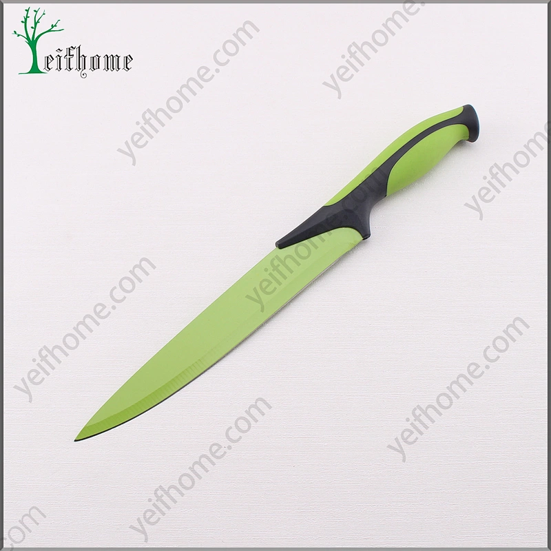 Factory supply colorful soft handle 5 pcs non-stick coating knife set