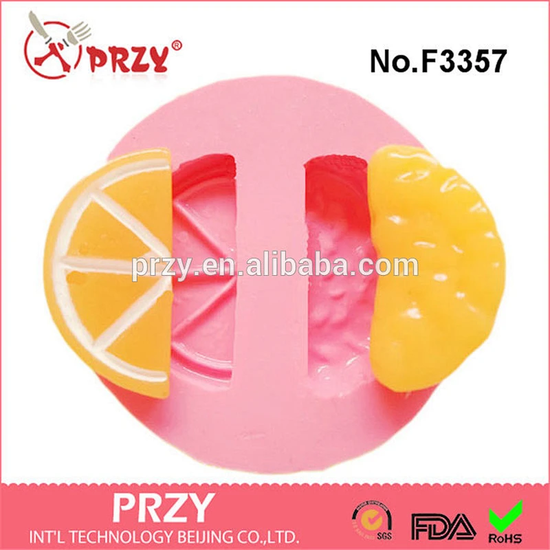 F3357 Orange Tangerine Slice Half Sliced Tangerine Flexible Silicone Mold silicone cake mold