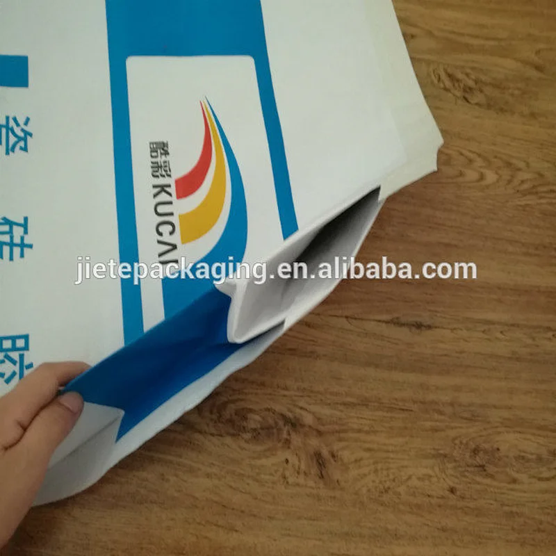 Moisture proof 50kg kraft paper tile adhesive bag with coating pp woven fabric lining