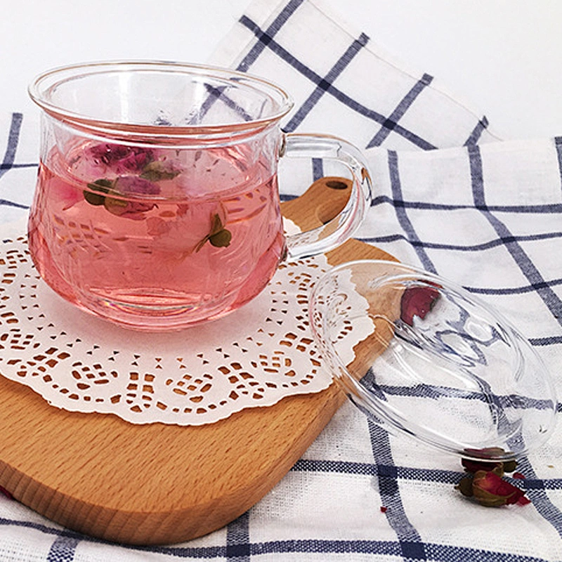 Simple style glass teapot with cover heating resistant for loose tea leaf