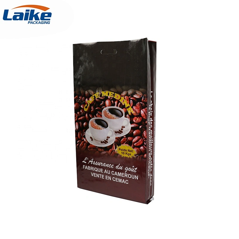 Eco-friendly laminated plastic coffee beans packaging reusable pp woven grocery bag