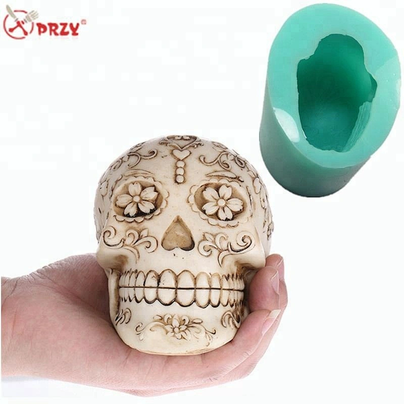 QT0006 PRZY Halloween cake fondant house decoration skulls flowers silicone handmade mold
