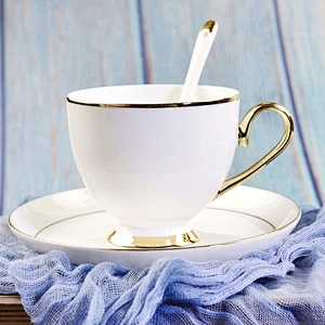 Wholesale in-Stock Ceramic Coffee Set Porcelain Coffee Cup and Saucer Customized Logo Teaware for Office Use