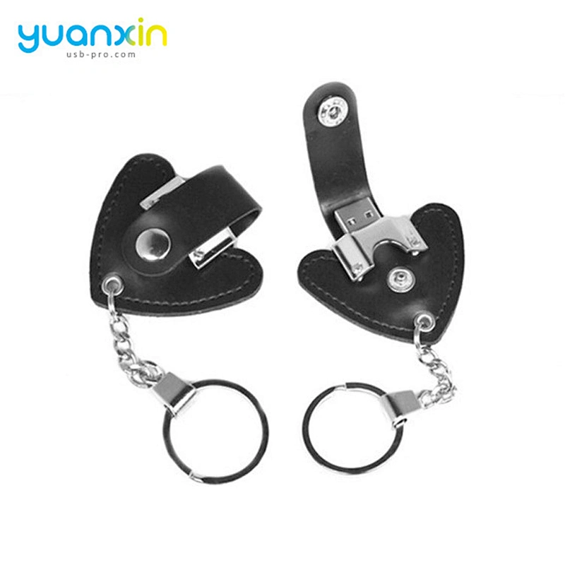 Heart Shape Leather Material Pendrive 8Gb 16Gb 32Gb 64Gb