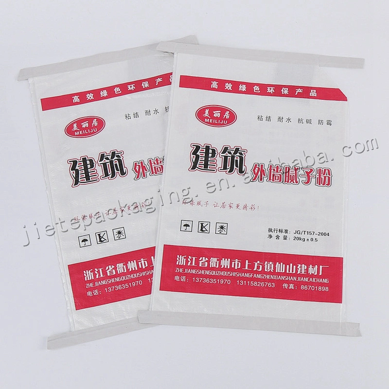 Construction use pearl film laminated 20kg pp woven cement bag for interior wall putty,dry mortar,tile adhesive