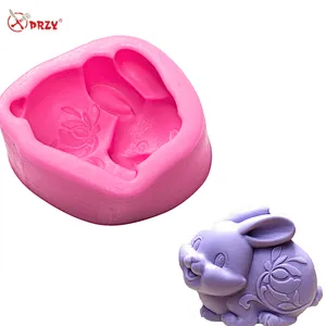 PRZY 3D silicone Rabbit mold chocolate Easter Bunny fondant cake decoration Soap silicone Molds