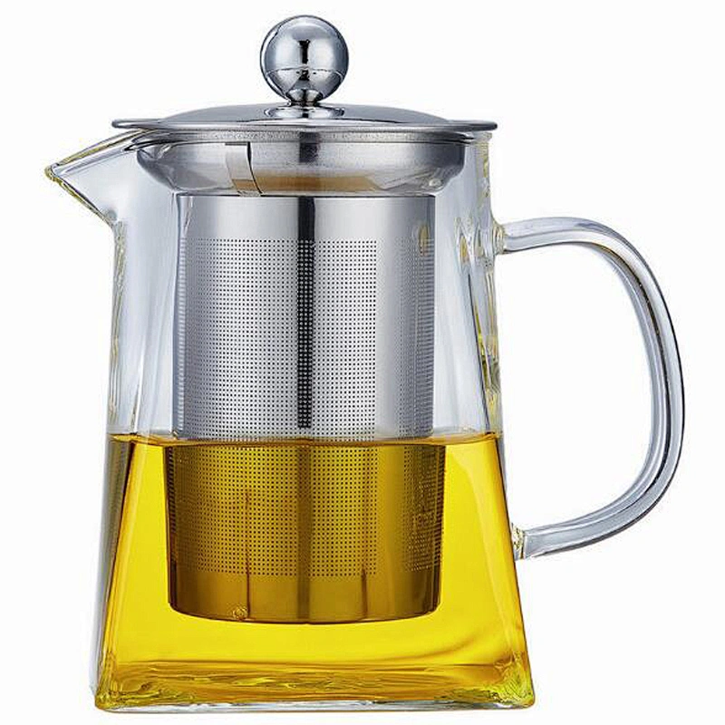 China High Borosilicate Glass Tea Pot Customized Logo Glass Water Pot 260ml Exquisite 304 SS Water Kettle