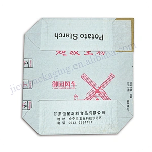 25kg stand up multilayer white kraft paper with pe lining flour packaging bag